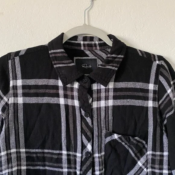 Rails Womens Shirt Button Down Plaid Black Size XS Long Sleeves Casual Soft Top - Picture 2 of 11